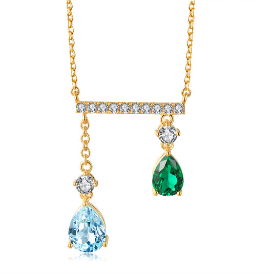 ANSTER JEWELRY 0.7 CTW Pear Lab Grown Emerald 18K Gold Necklace