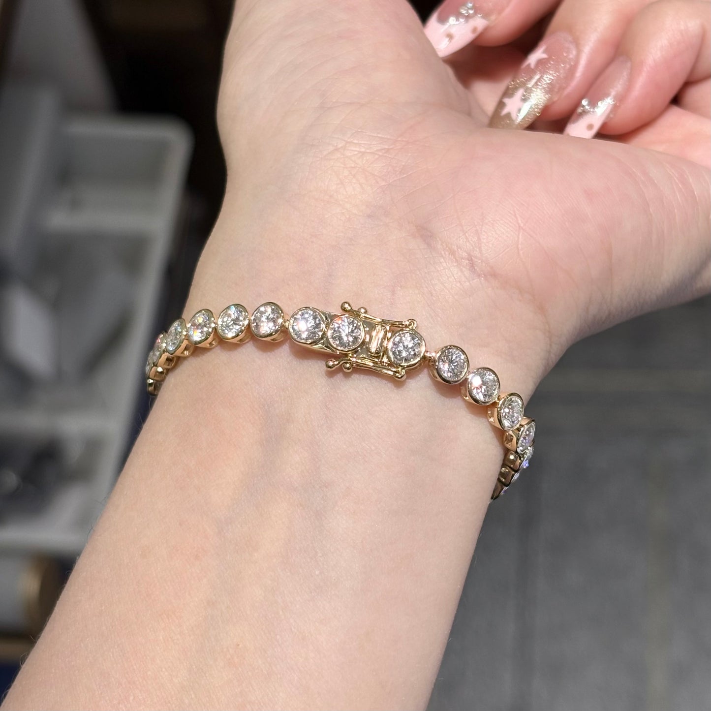 ANSTER Wholesales Price Bezel setting 4mm Lab Grown Diamonds Tennis Bracelet with IGI