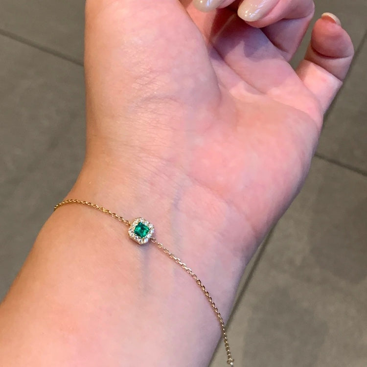 ANSTER Wholesales Price 0.3ct Lab Grown Emerald Bracelet chains with GRC