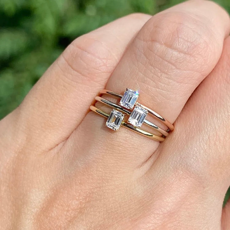 ANSTER Wholesales Price Emerald cut Lab Grown Diamond Ring with IGI 18K Gold Ring