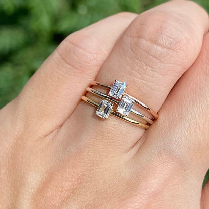 ANSTER Wholesales Price Emerald cut Lab Grown Diamond Ring with IGI 18K Gold Ring