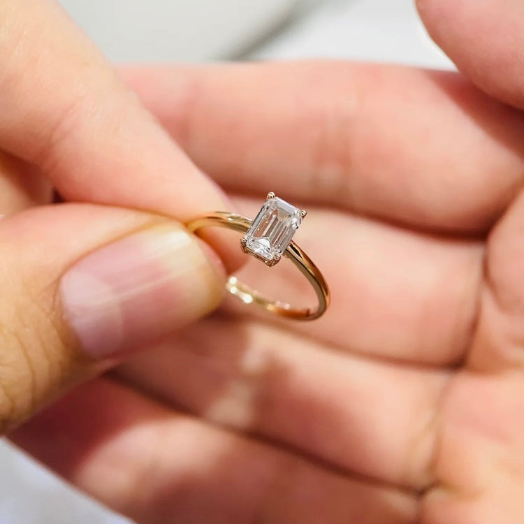 ANSTER Wholesales Price Emerald cut Lab Grown Diamond Ring with IGI 18K Gold Ring