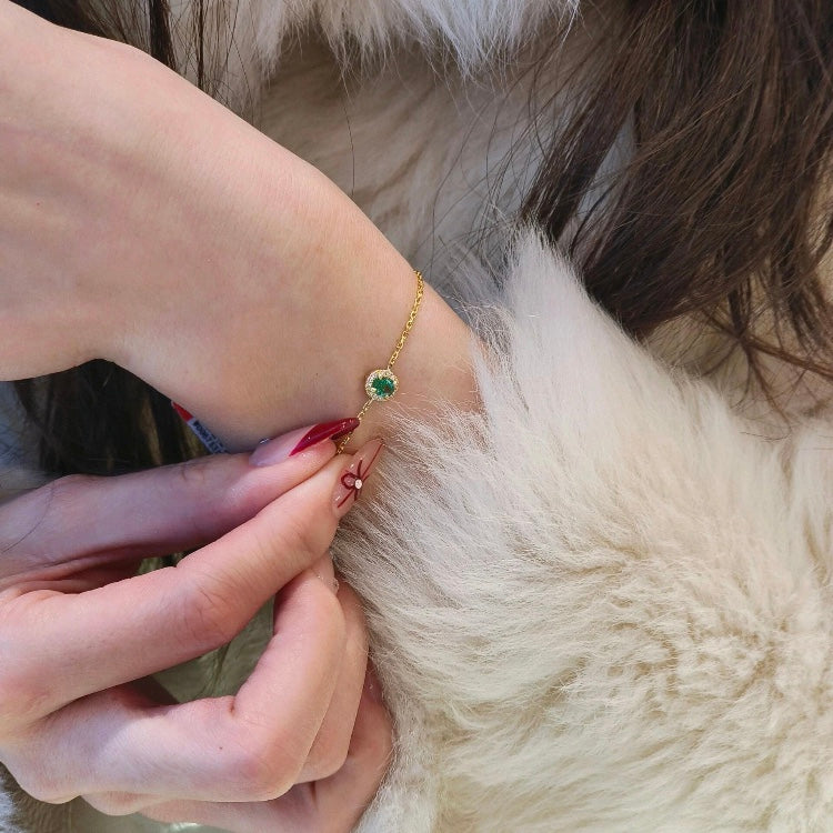 ANSTER Wholesales Price 0.3ct Lab Grown Emerald Bracelet chains with GRC
