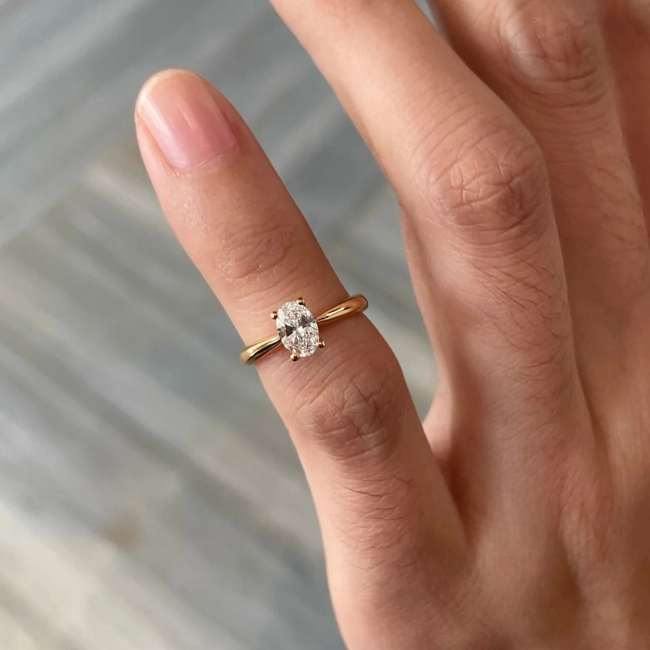 ANSTER Wholesales Price 0.5ct Oval cut Lab Grown Diamond Ring with IGI 18K Gold Ring