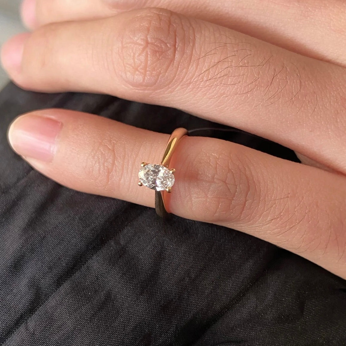 ANSTER Wholesales Price 0.5ct Oval cut Lab Grown Diamond Ring with IGI 18K Gold Ring