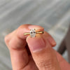 ANSTER Jewelry Anel de diamante ético feito à mão em ouro 18K com lapidação pera cultivado em laboratório 