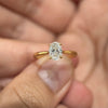 ANSTER Jewelry Anel de diamante ético feito à mão em ouro 18K com lapidação pera cultivado em laboratório 
