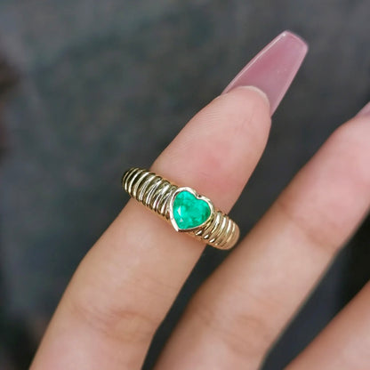 ANSTER Wholesales Price 1ct Heart cut Lab Grown Emerald Ring with GRC 18K Gold Ring