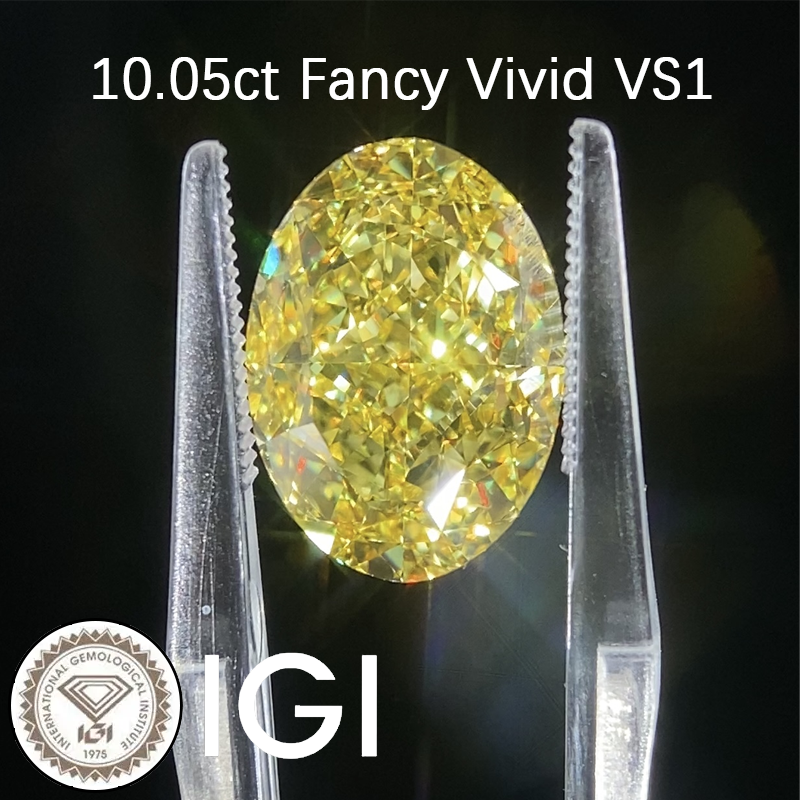 ANSTER Wholesales 10ct big carat Fancy Yellow Lab Grown Loose Diamond with IGI for Jewelry making