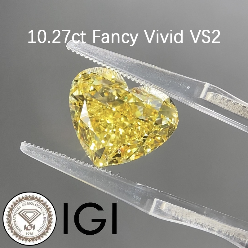 ANSTER Wholesales 10ct big carat Fancy Yellow Lab Grown Loose Diamond with IGI for Jewelry making