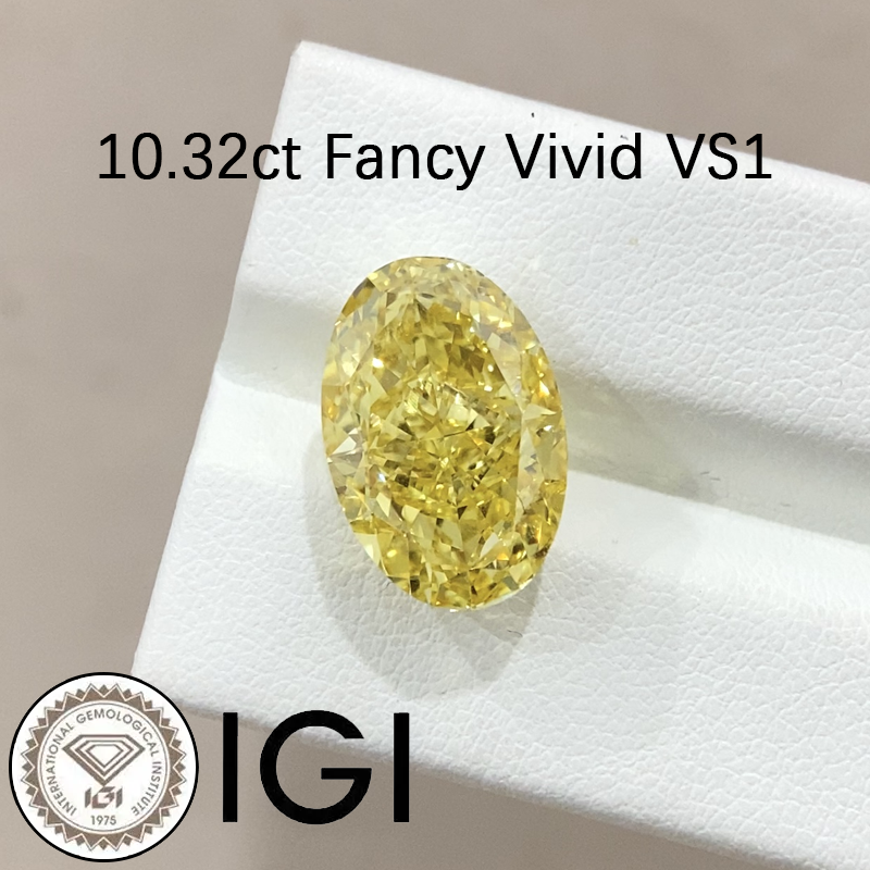 ANSTER Wholesales 10ct big carat Fancy Yellow Lab Grown Loose Diamond with IGI for Jewelry making