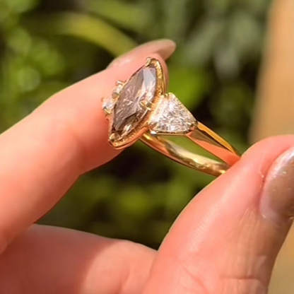ANSTER Jewelry 18K Gold 3ct Fancy Brown Lab Grown Diamond Ring with IGI