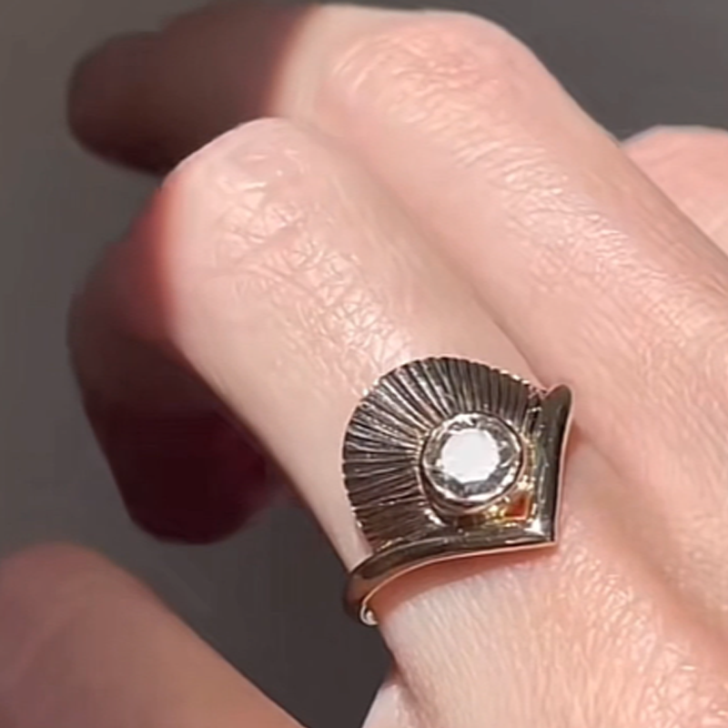 ANSTER Jewelry 18K Gold 1ct Lab Grown Diamond Ring with IGI Unique Design