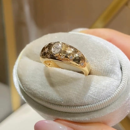 ANSTER Jewelry Anel de diamante ético feito à mão em ouro 18K com lapidação pera cultivado em laboratório 