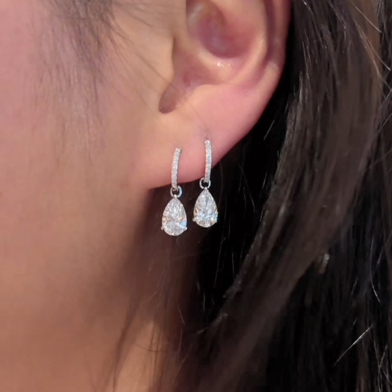 ANSTER Jewelry Anel de diamante ético feito à mão em ouro 18K com lapidação pera cultivado em laboratório 