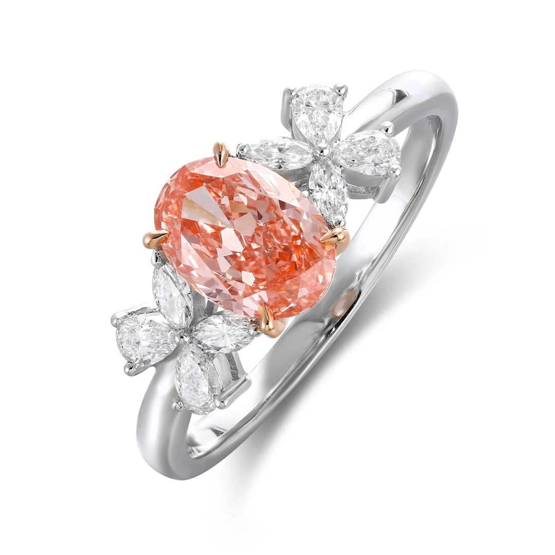 ANSTER Jewelry Anel de diamante ético feito à mão em ouro 18K com lapidação pera cultivado em laboratório 