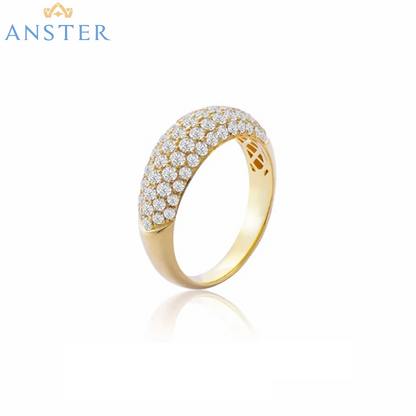 ANSTER Jewelry Anel de diamante ético feito à mão em ouro 18K com lapidação pera cultivado em laboratório 