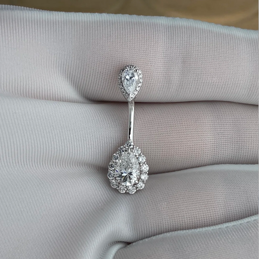 ANSTER Customized 14K Gold Piercing Jewelry Melee Lab Diamond Belly Button Ring