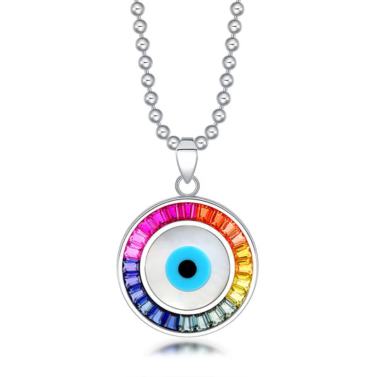 Colar ANSTER Jewelry Princesa Lab Grown Rainbow Eye S925 banhado a ouro