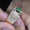 ANSTER Jewelry Customize 18K Gold Ring 2ct Lab Grown Emerald Men Ring