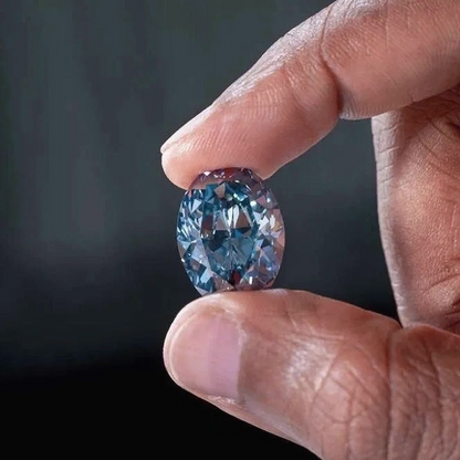 ANSTER Custom 23.64ct VVS2 Oval cut Lab Grown Blue Diamond Platinum Ring