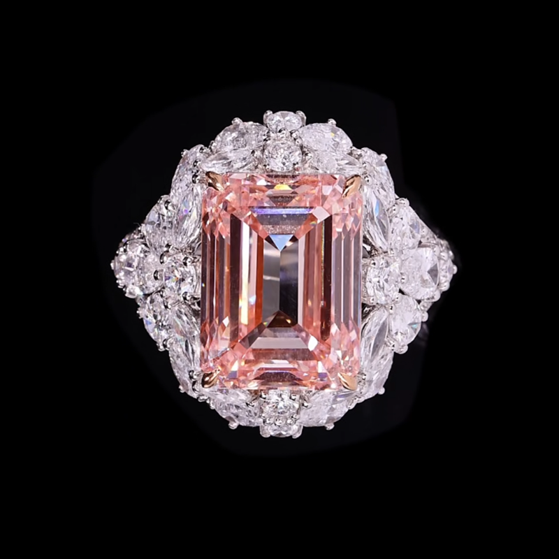 ANSTER Jewelry Anel de diamante ético feito à mão em ouro 18K com lapidação pera cultivado em laboratório 