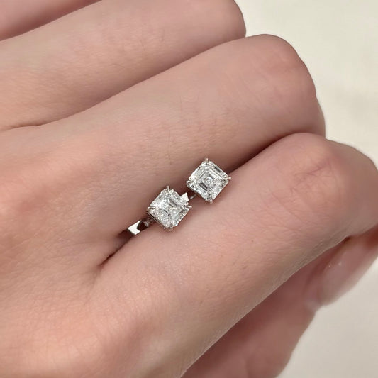 ANSTER Jewelry Anel de diamante ético feito à mão em ouro 18K com lapidação pera cultivado em laboratório 