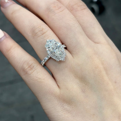 ANSTER Jewelry Anel de diamante ético feito à mão em ouro 18K com lapidação pera cultivado em laboratório 