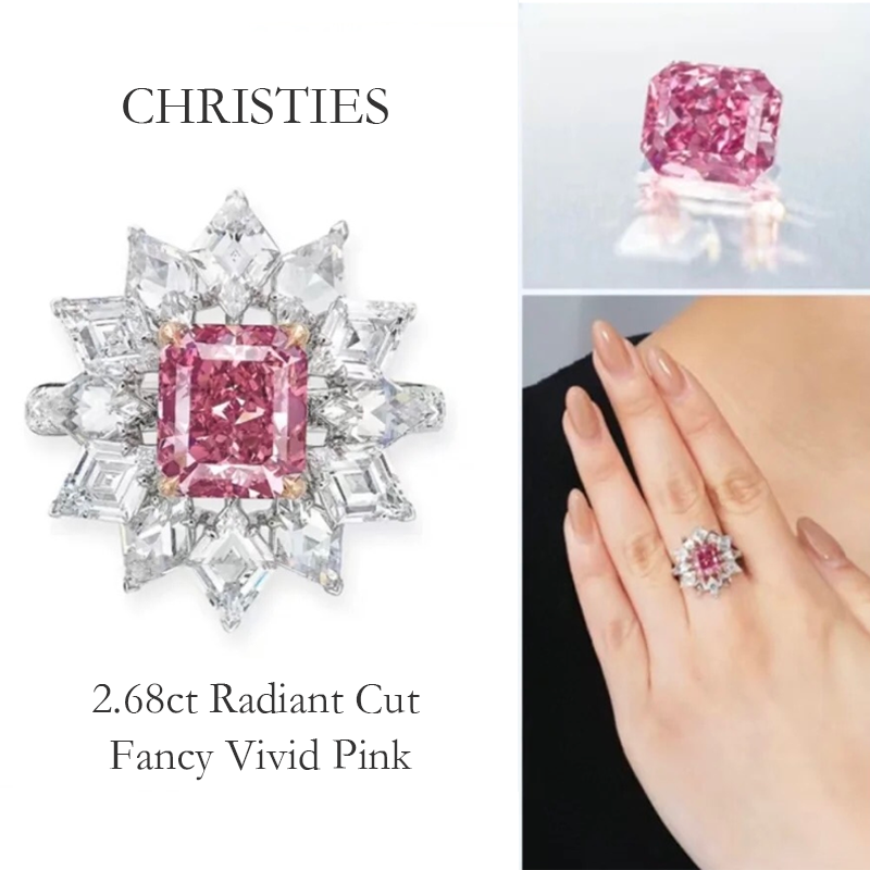 ANSTER Custom VVS2 Radiant cut Pink Lab Grown Diamond Platinum Ring