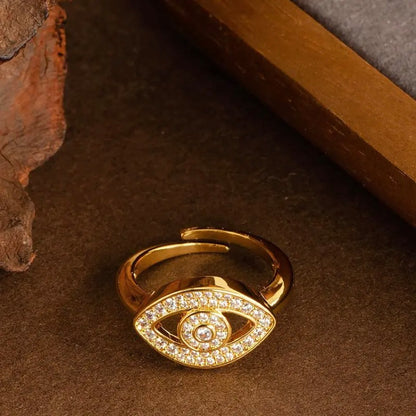 ANSTER Custom Eye Shaped Diamond Ring 18K 14K 10K Gold Dubai Jewelry