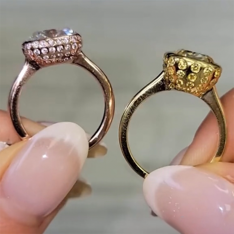 ANSTER Jewelry Anel de diamante ético feito à mão em ouro 18K com lapidação pera cultivado em laboratório 