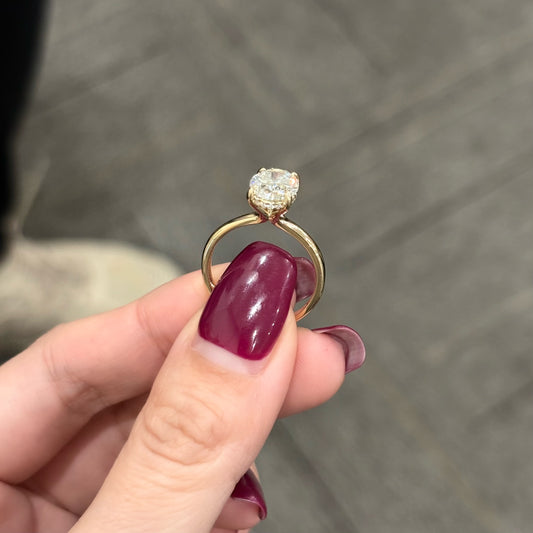 ANSTER Jewelry Anel de diamante ético feito à mão em ouro 18K com lapidação pera cultivado em laboratório 