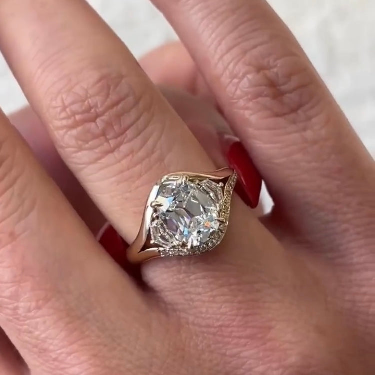 ANSTER Customized Jewelry 18K Gold 2ct Old Mine Cut Lab Grown Diamond Ring with IGI