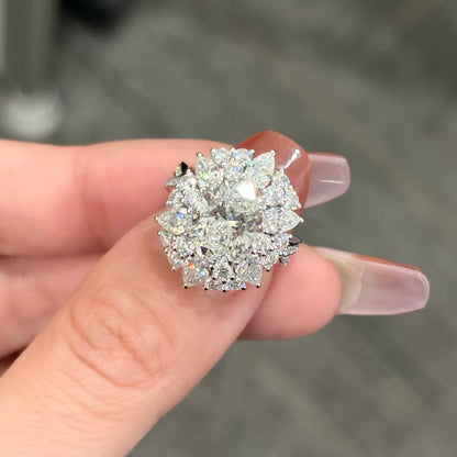 ANSTER Jewelry Anel de diamante ético feito à mão em ouro 18K com lapidação pera cultivado em laboratório 