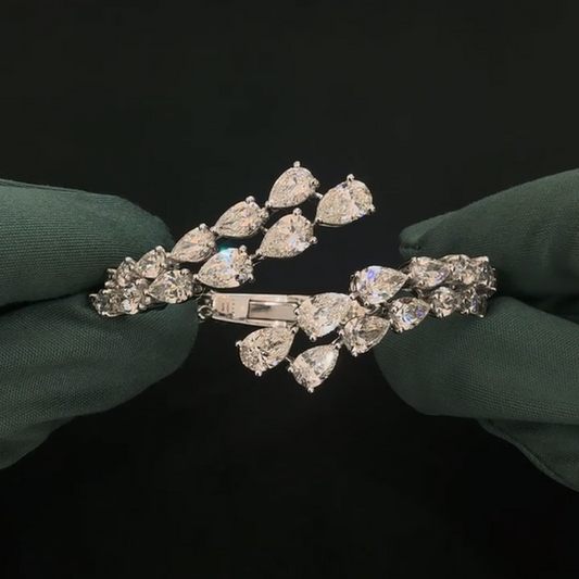 ANSTER Jewelry 0.5-1ct Pear cut Lab Grown Diamond Bracelets Bangles with IGI