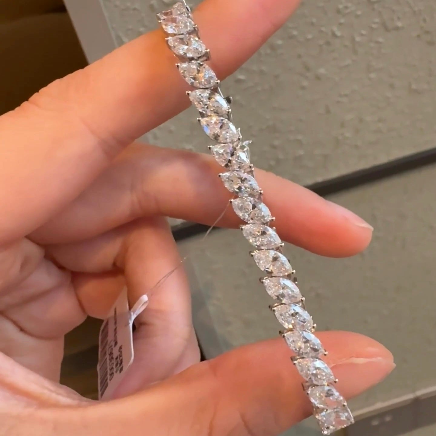 ANSTER Jewelry Marquise cut Lab Grown Diamond Tennis Chain Bracelet with IGI