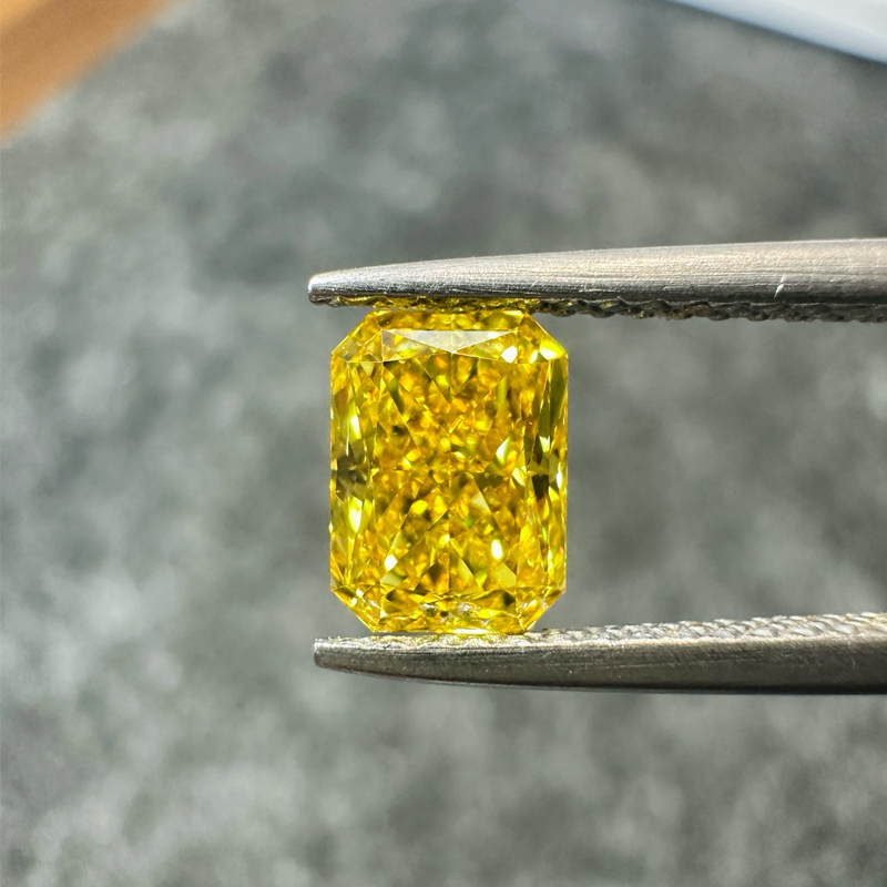 ANSTER Wholesales Price 18K White Gold Ring Radiant cut Fancy Yellow Lab Grown Diamond Ring with IGI