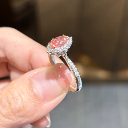 ANSTER Wholesales Price 18K White Gold Ring Fancy vivid Pink Lab Grown Diamond Ring with IGI