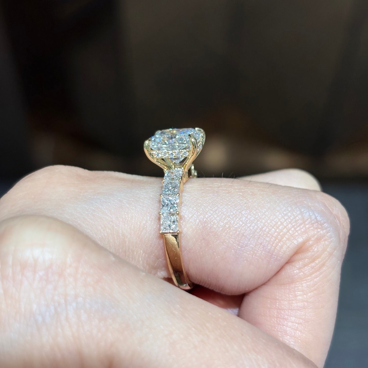 ANSTER Wholesales Price 14K Gold Ring Princess cut Lab Grown Diamond Ring with IGI