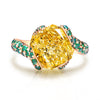 ANSTER JEWELRY 5ct Asscher Cut Fancy Yellow Lab Grown Diamond 18K Gold Ring