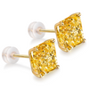 ANSTER Jewelry 18K Gold IGI 6ct Square Cut Lab Grown Yellow Diamond Earrings