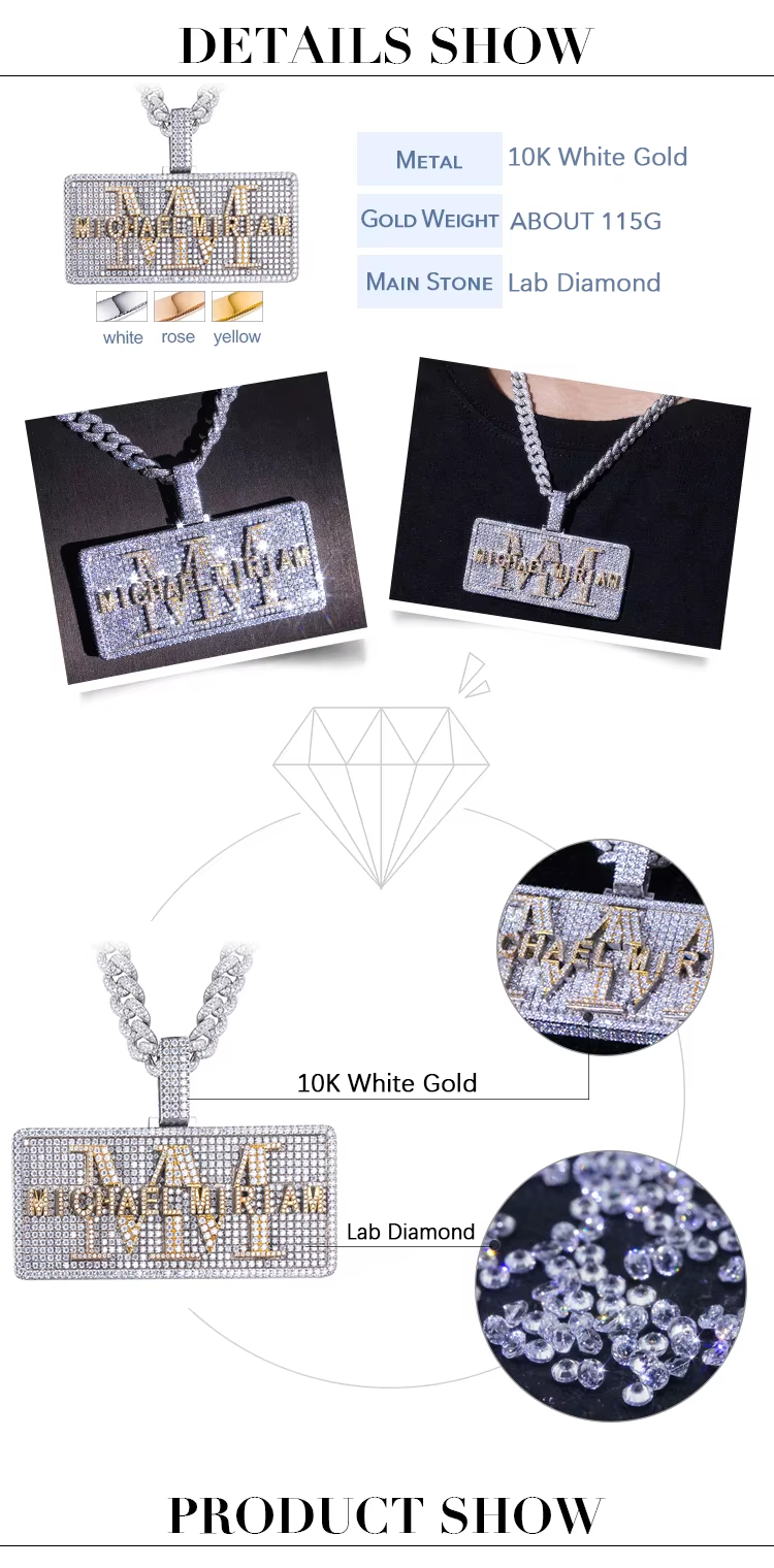 ANSTER Jewelry Custom 18K Gold VVS Lab Grown Diamond Hip Hop Necklace Chains