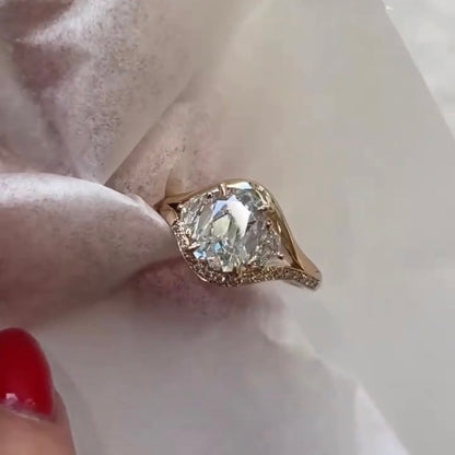 ANSTER Customized Jewelry 18K Gold 2ct Old Mine Cut Lab Grown Diamond Ring with IGI