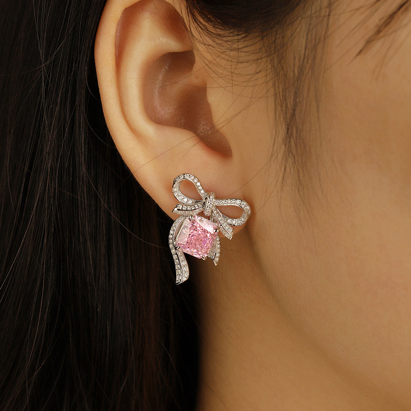 ANSTER Jewelry Customize PT950 Platinum Pink Lab Grown Diamond Earrings