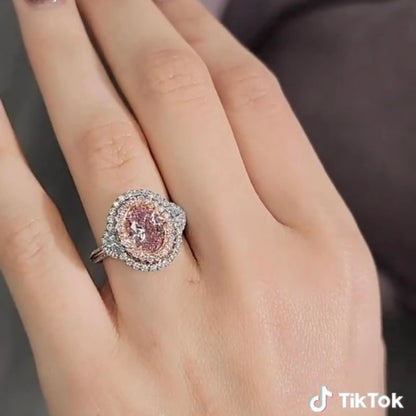 ANSTER Platinum Jewelry PT950 Ring 1.5ct Fancy Pink Lab Grown Diamond Engagement Ring with IGI