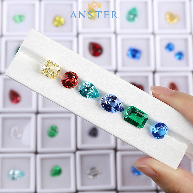 ANSTER Jewelry Anel de diamante ético feito à mão em ouro 18K com lapidação pera cultivado em laboratório 
