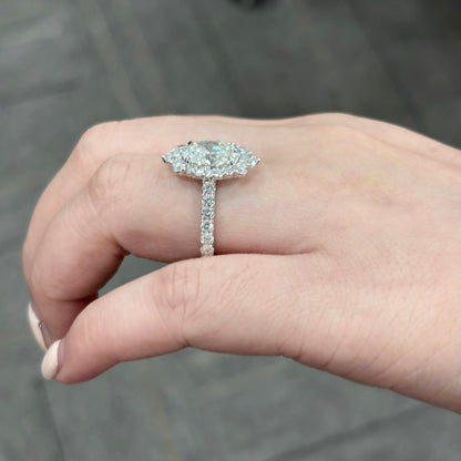 ANSTER Jewelry Anel de diamante ético feito à mão em ouro 18K com lapidação pera cultivado em laboratório 