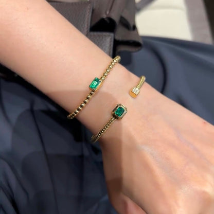 ANSTER 18K Gold Jewelry 4ct Lab Grown Emerald Bangle with GIA