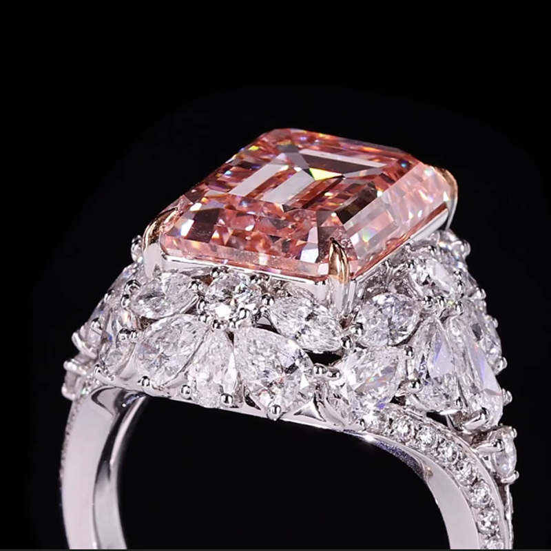 ANSTER Jewelry Anel de diamante ético feito à mão em ouro 18K com lapidação pera cultivado em laboratório 