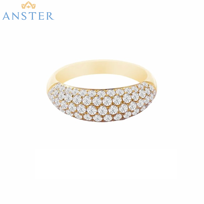 ANSTER Jewelry Anel de diamante ético feito à mão em ouro 18K com lapidação pera cultivado em laboratório 